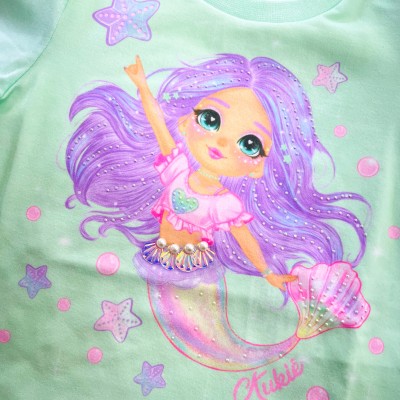  Conj. Blusa Sereia e Saia em Tule - Verde Água
